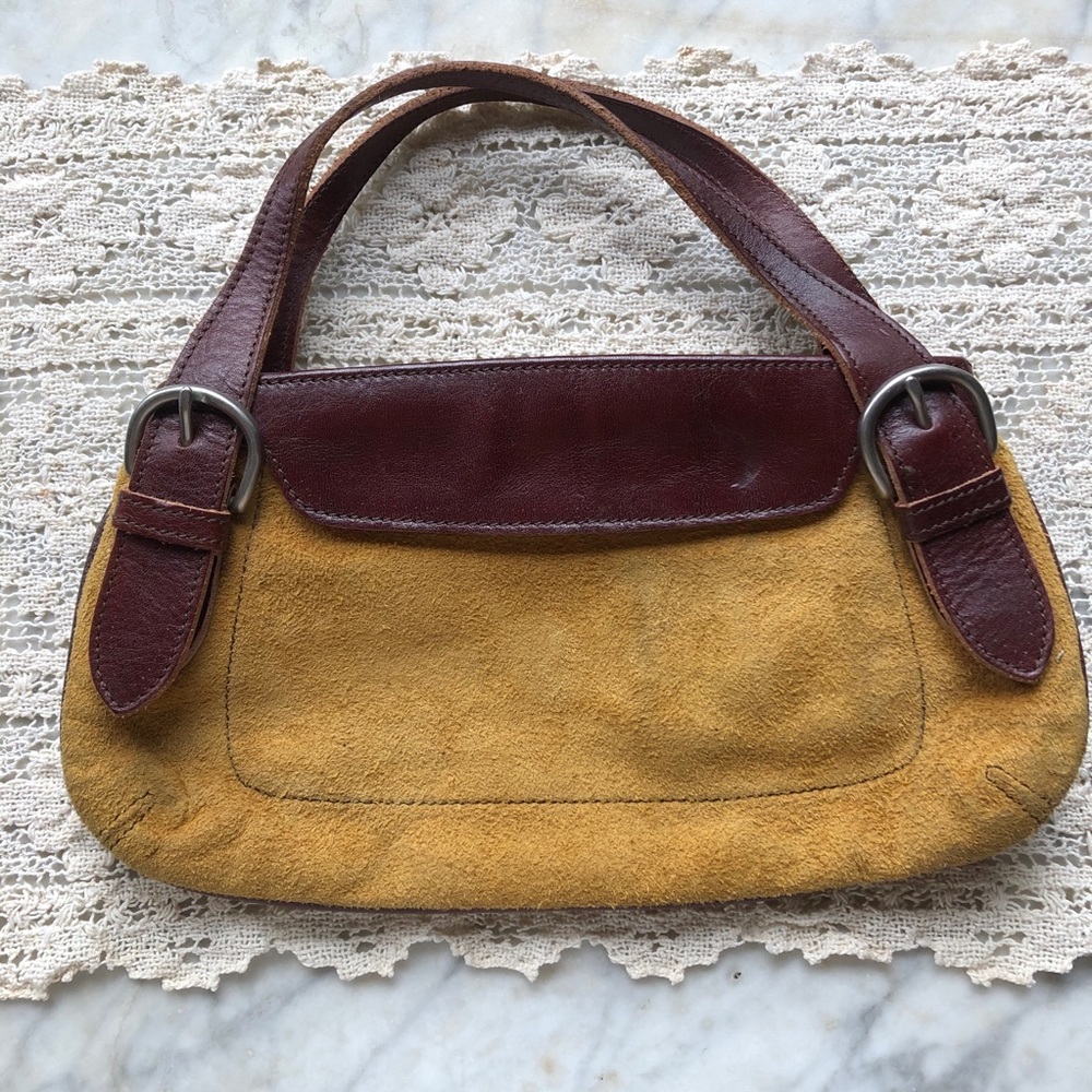 Suede and Leather Buckle Mini Purse